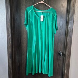 Cato Cape Town Jelly Bean Green Short Sleeve Knit Dress XL Scoop Neck 44894782